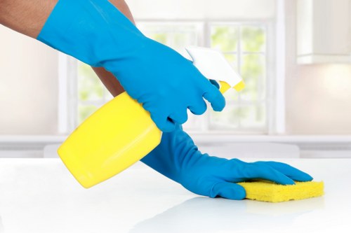Professional stain treatment on hanging curtains