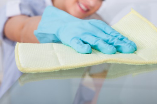 Equipment and floor safety controls in place during carpet cleaning